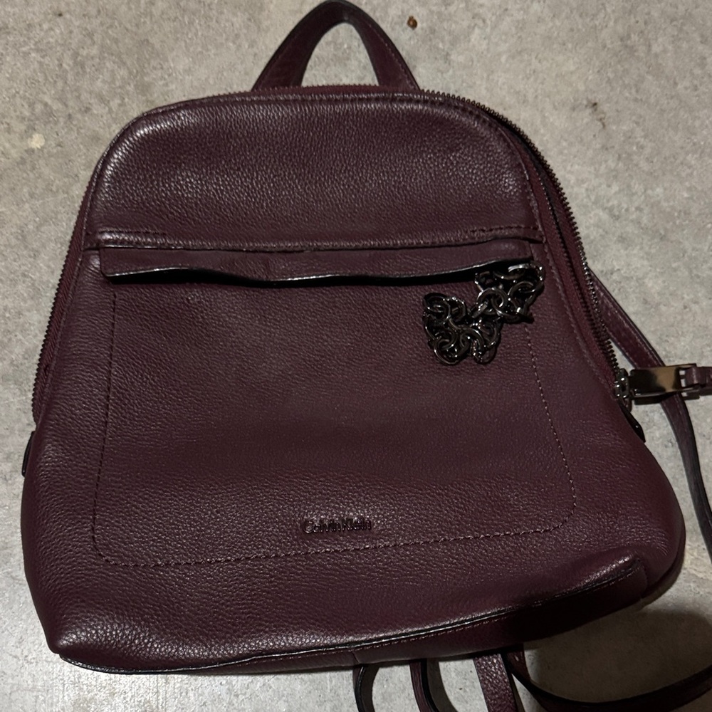 Calvin Klein Deep Purple Leather Backpack